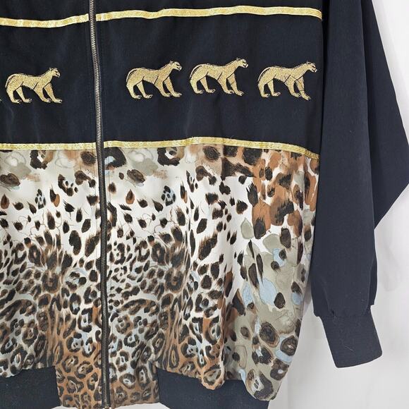 Vintage Delta Burke Embroidered Leopard Full Zip Track Jacket Size 1X XL Womens - Picture 2 of 8